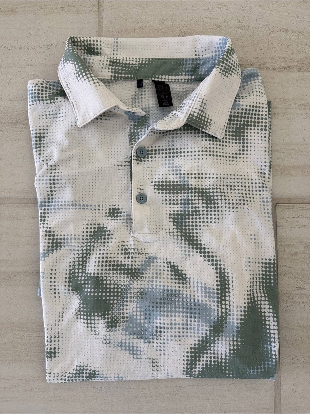 Adidas Men's Polo Shirt in Olive & White Abstract Print